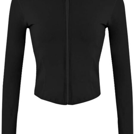 Womens Lightweight Full Zip Running Track Jacket Workout Slim Fit Yoga Sportwear with Thumb Holes