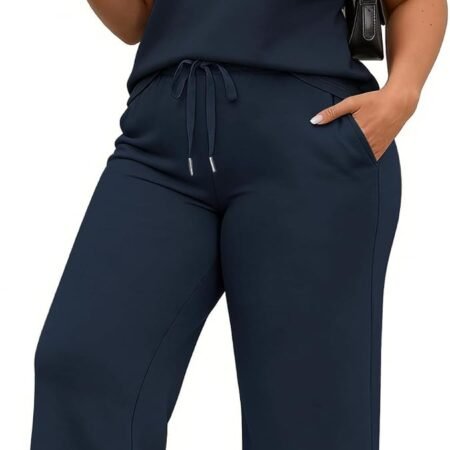 Plus Size 2 Piece Lounge Sets Women Casual Travel Vacation Sets Short Sleeve Wide Leg Matching Clothes
