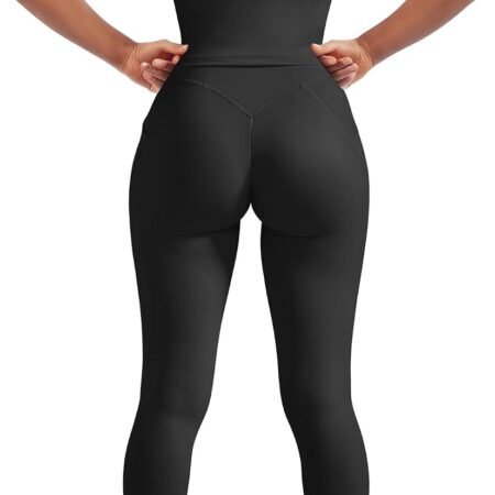 Women 2 Piece Workout Sets Compression Tummy Control Leggings with Pockets Halter Built in Bra Tank Tops