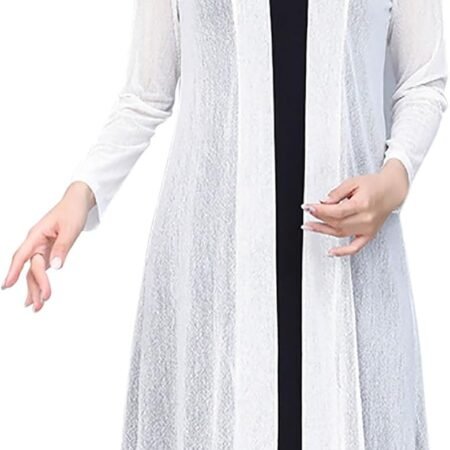 Women Open Front Long Shawl Cardigan Lightweight Casual Long Sleeve Sheer Coverup Trendy Sun Protection Shirt Jacket