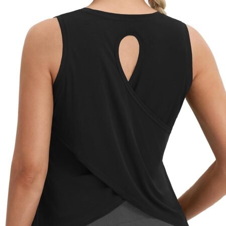 Women's Workout Tops Athletic Tank Tops Loose Fit Sleeveless Open Back Running Shirts UPF50+ Gym Exercise Yoga