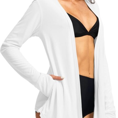 Women's UPF 50+ Sun Shirt Long Sleeve UV Sun Protection Shirts Lightweight Cardigan for Women with Pockets SPF Swim Cover Up