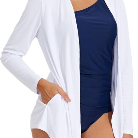 Women's UPF 50+ Cardigan Sun Shirts Long Sleeve Lightweight Sun Wrap with Pockets SPF UV Quick Dry