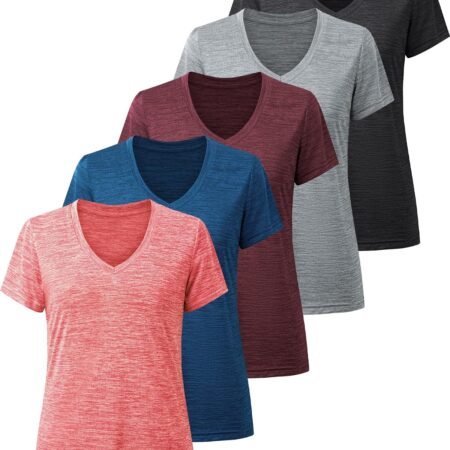 Workout Shirts for Women, Moisture Wicking Quick Dry Active Athletic Women's Gym Performance T Shirts