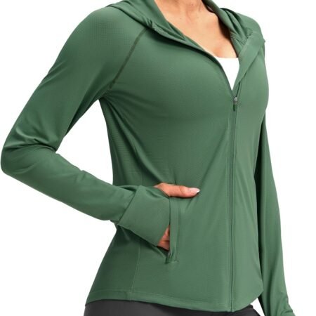 Women's UPF 50+ Sun Protection Hoodie Jacket Lightweight Zip Up Jackets Long Sleeve Shirts for Women Hiking Outdoor